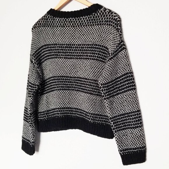 Current Elliott Mixed Stitch Alpaca Blend Sweater Black Ivory Combo Size XS $358 - Picture 6 of 16